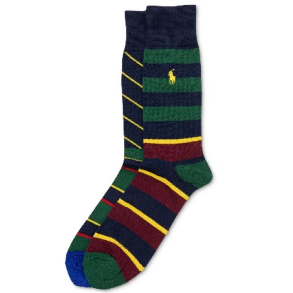 Polo by Ralph Lauren Men's Mismatch Stripes Crew Socks - Multi, Size 10-13, NWT - Picture 1 of 7